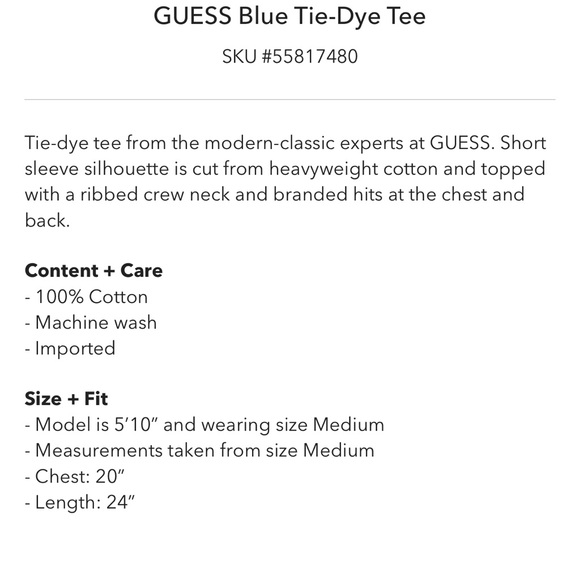 guess originals blue tie dye tee XXL - Picture 3 of 7